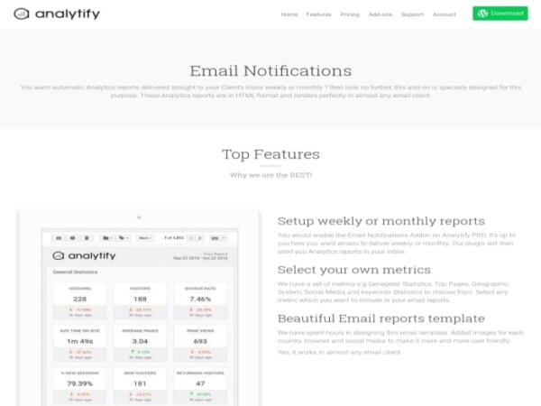 Wtyczka Analytify Pro Email Notifications Extension